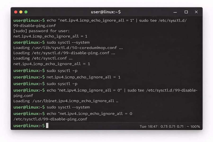 Disable Ping Permanently (Persist sysctl)